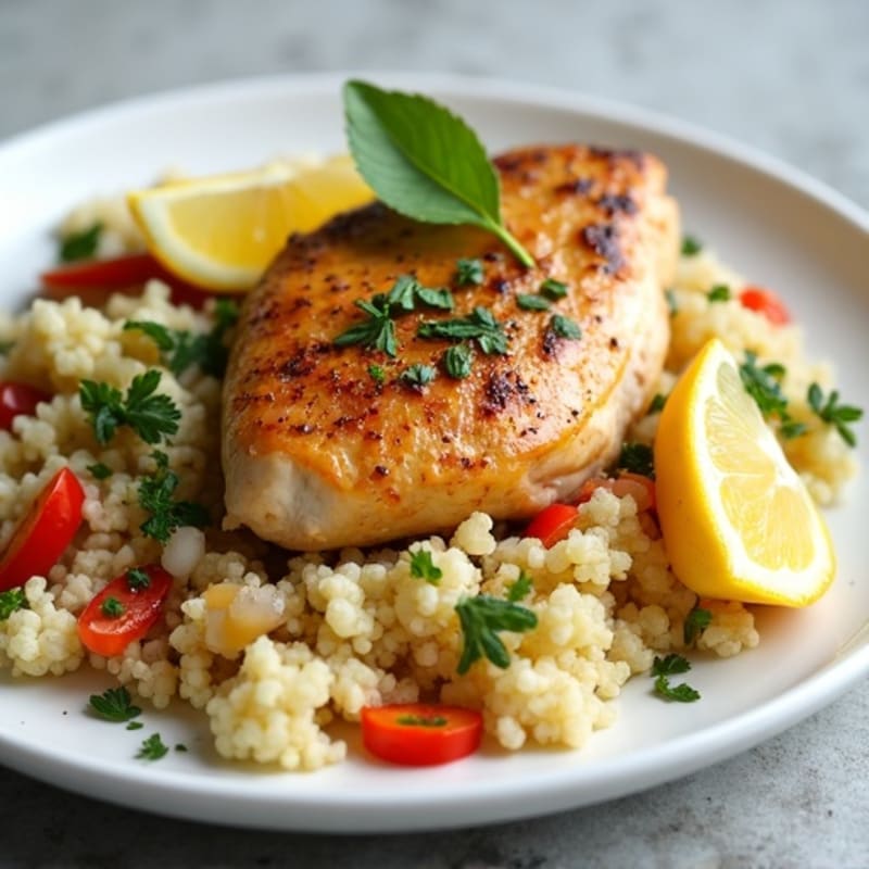 Garlic-Herb Chicken with Cauliflower Rice Pilaf