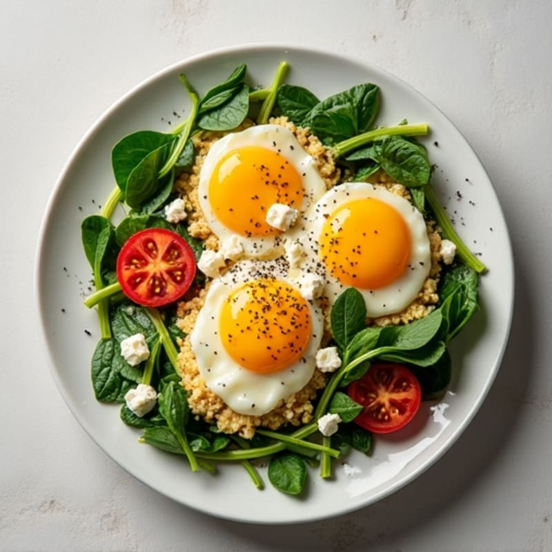 Fluffy Spinach and Feta Egg Scramble