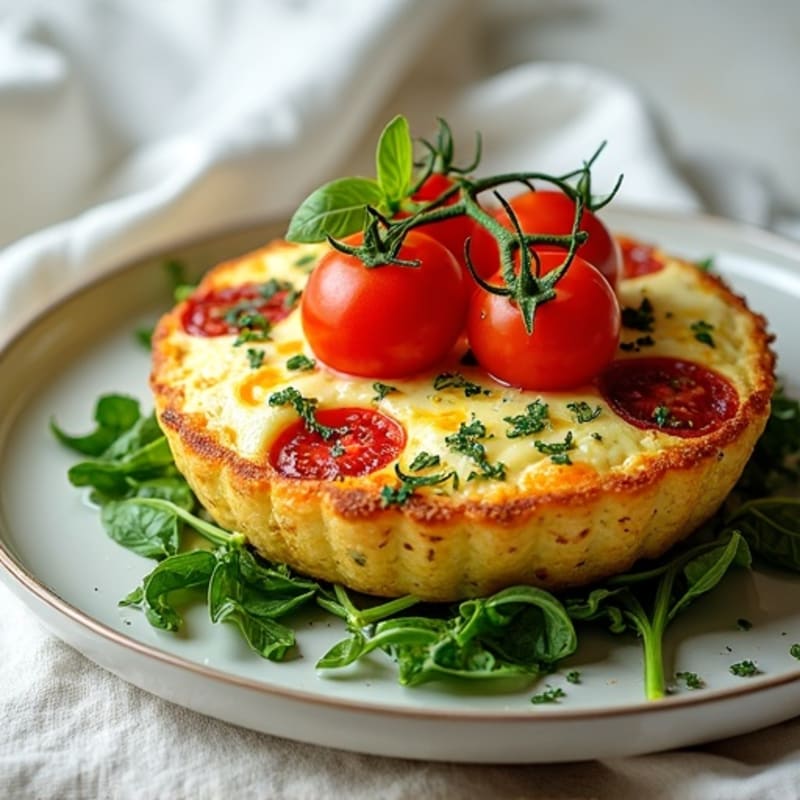 Fluffy Mediterranean Herb Frittata with Roasted Tomatoes