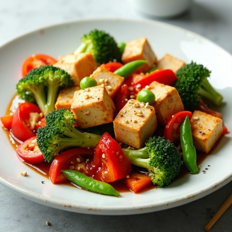 Crispy Sesame Tofu Stir-Fry with Fresh Vegetables