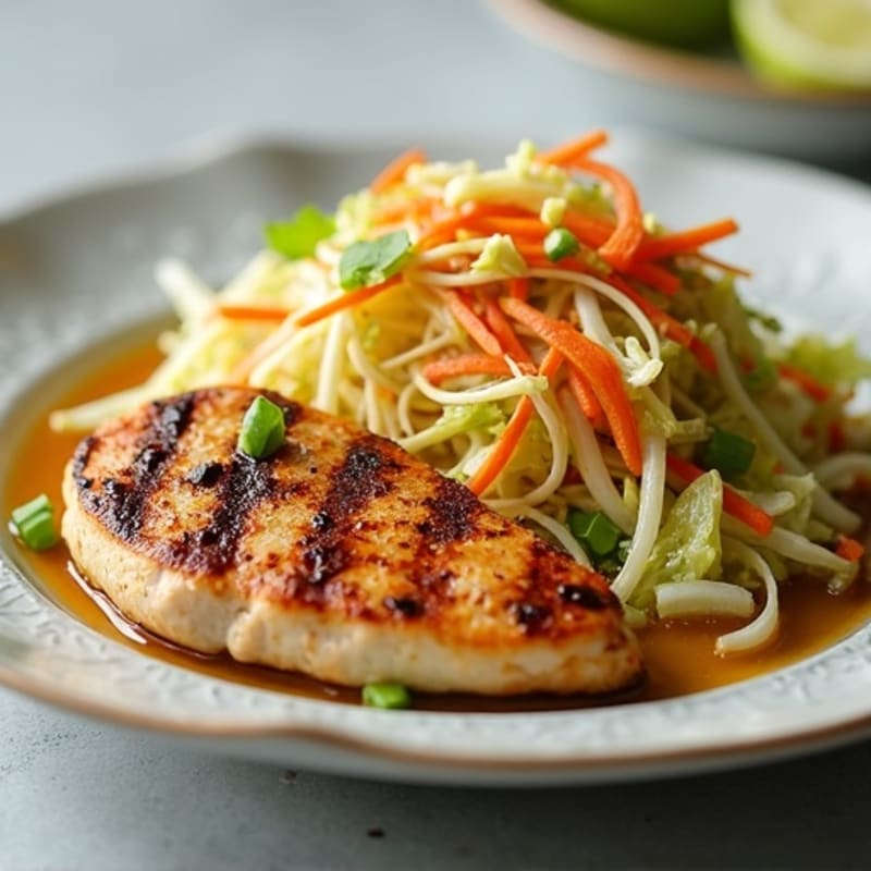Grilled Chicken Breast with Crunchy Cabbage Slaw