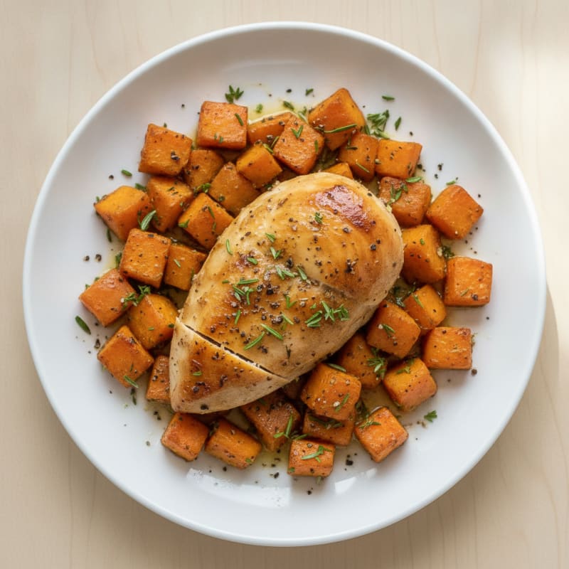 Herb-Roasted Chicken with Sweet Potatoes and Carrots