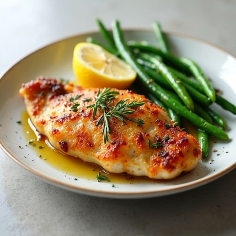 Crispy Lemon Herb Chicken with Roasted Green Beans