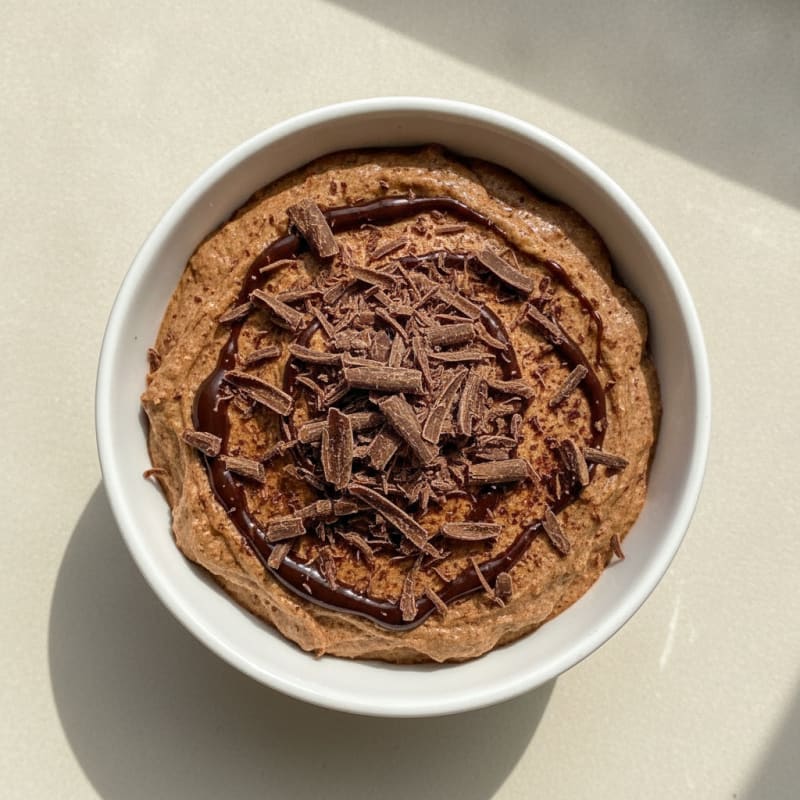 Creamy Cottage Cheese Protein Mousse with Dark Chocolate Shavings