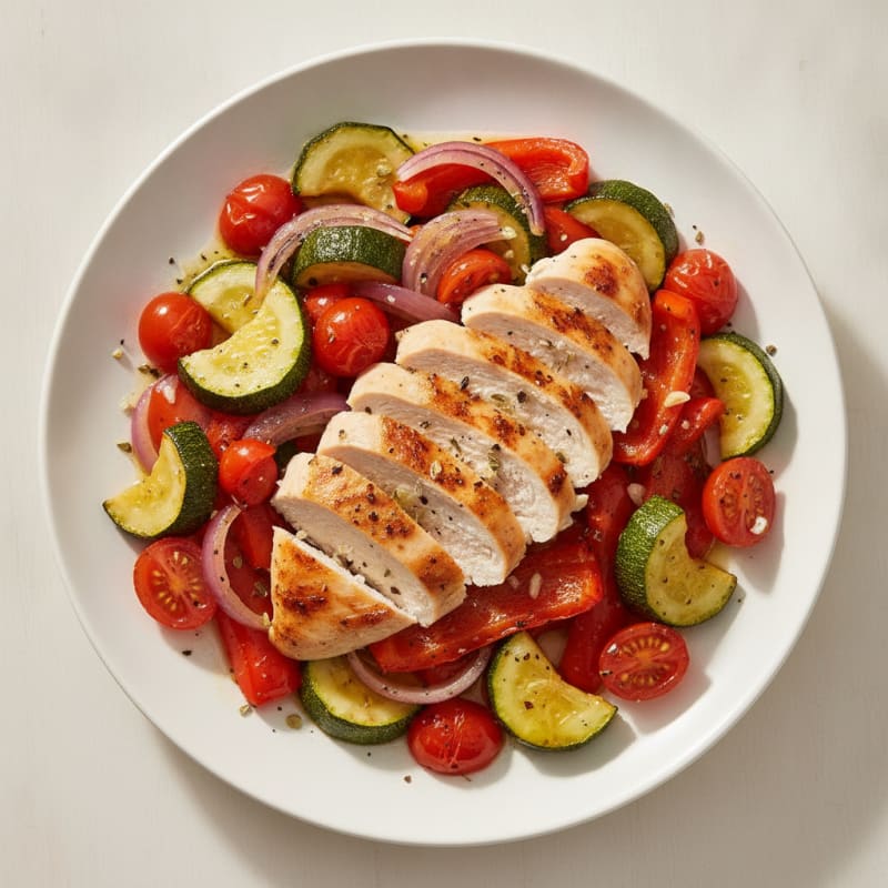 Mediterranean Roasted Chicken and Vegetable Bowl