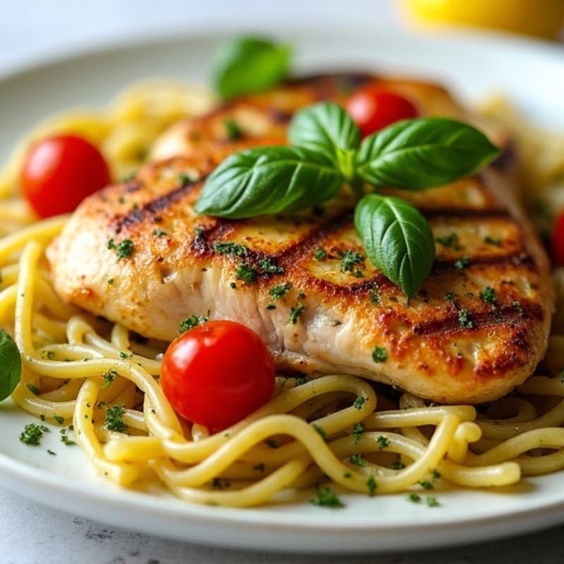 Tender Lemon Herb Chicken with Vibrant Pesto Whole Wheat Pasta