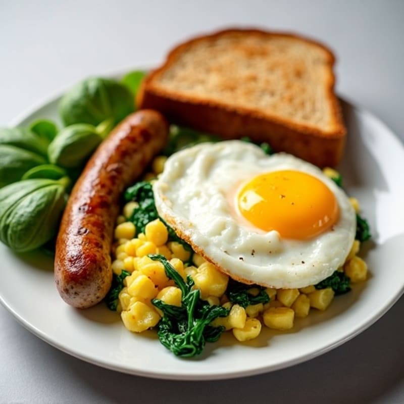 Egg White Scramble with Spinach and Turkey Sausage