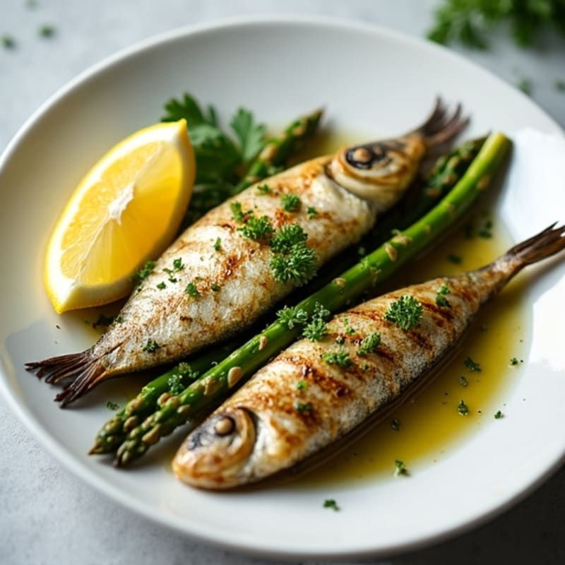 Pan-Seared Lemon Herb Sardines with Roasted Asparagus