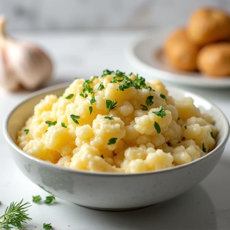 Creamy Cauliflower-Potato Mash with Roasted Garlic