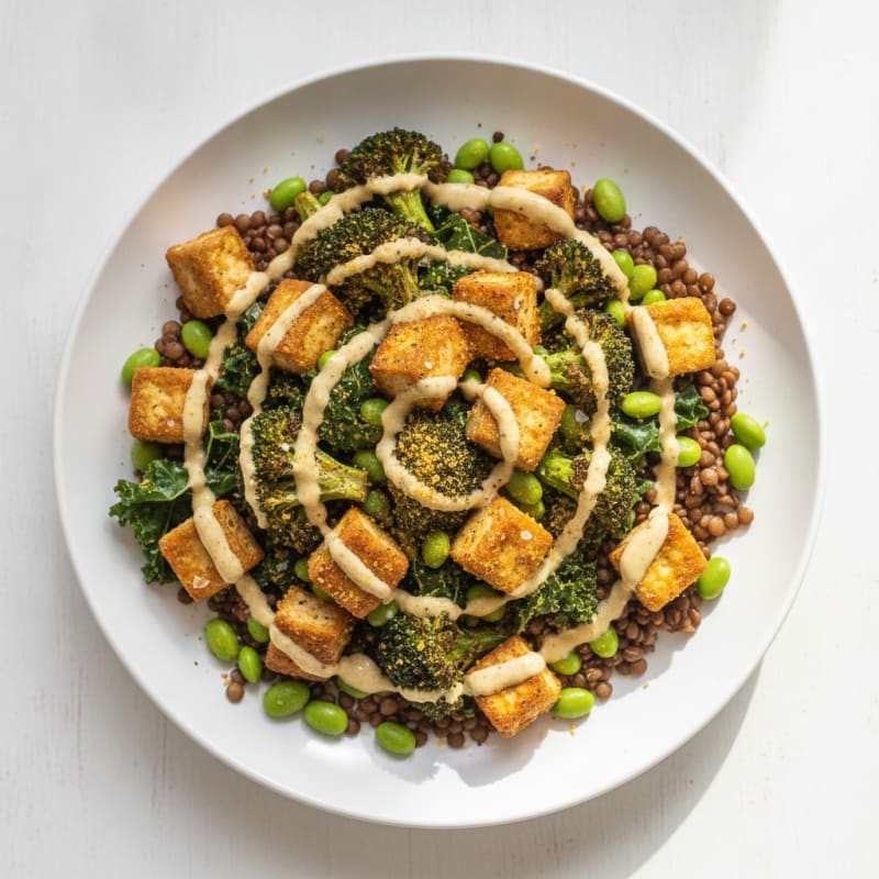 Roasted Vegetable Buddha Bowl with Tahini Dressing