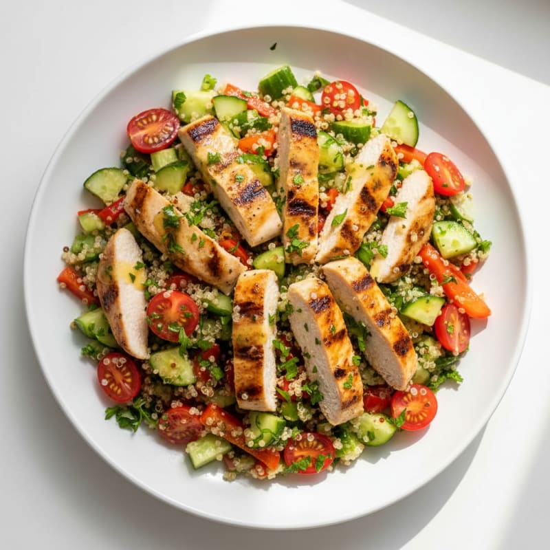 Grilled Chicken and Quinoa Salad with Fresh Vegetables