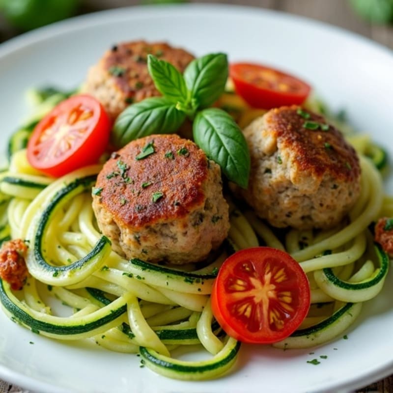Herb-Seasoned Turkey Meatballs with Zucchini Noodles