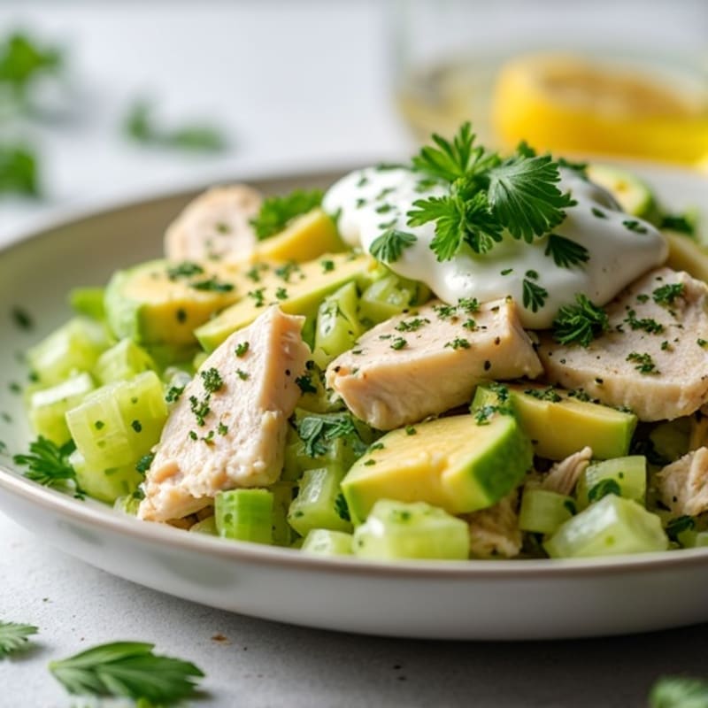 Creamy Avocado Chicken Salad with Crunchy Celery and Fresh Herbs