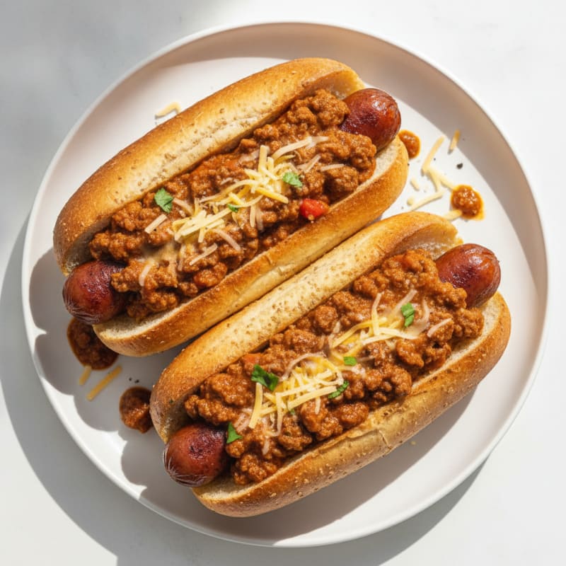 Chili Cheese Beef Hot Dogs
