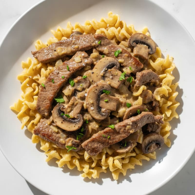 Classic Beef Stroganoff with Egg Noodles
