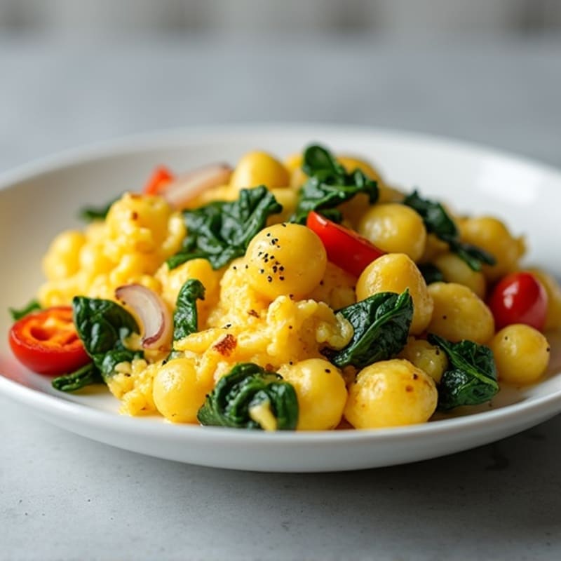 Fluffy Egg Scramble with Sautéed Greens