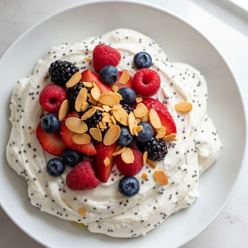 Greek Yogurt Protein Mousse with Mixed Berries