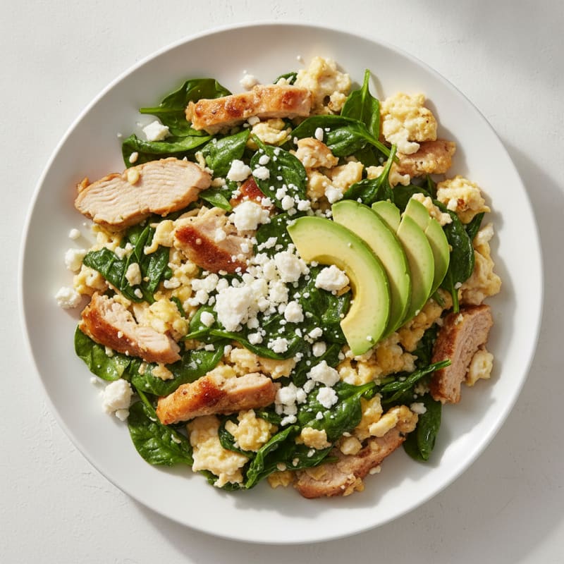 Egg White Scramble with Turkey Breast and Spinach