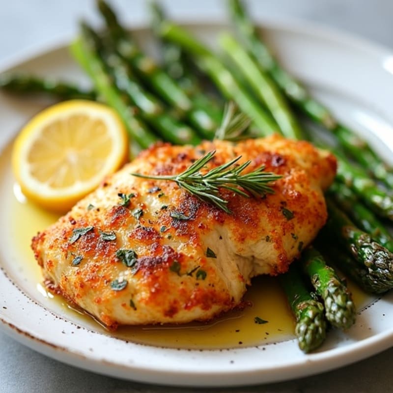 Crispy Lemon-Herb Chicken with Roasted Asparagus