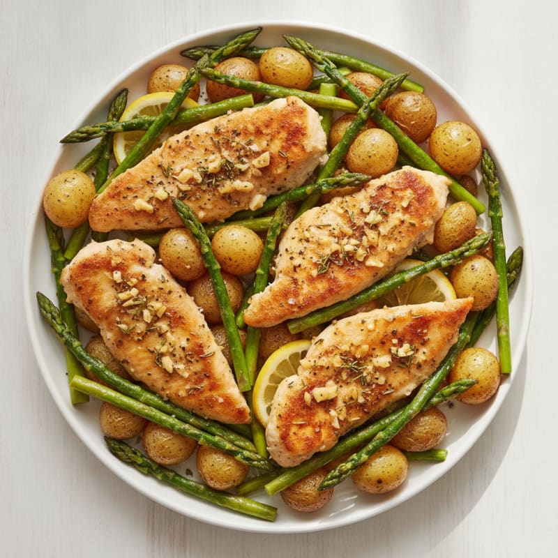 Garlic-Herb Chicken with Roasted Asparagus
