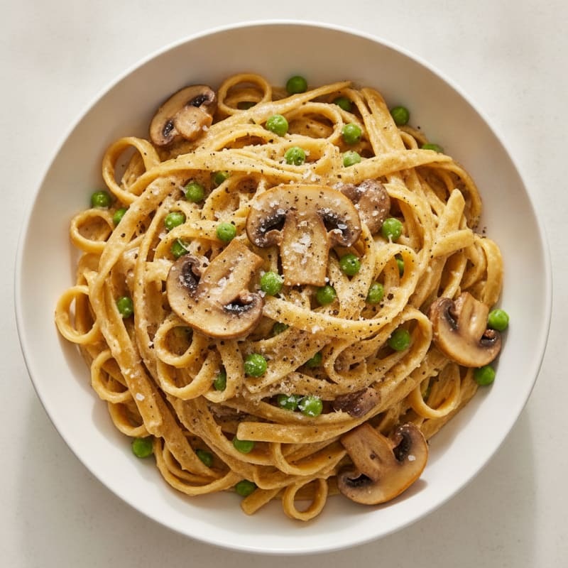 Creamy Garlic Mushroom Fettuccine Alfredo