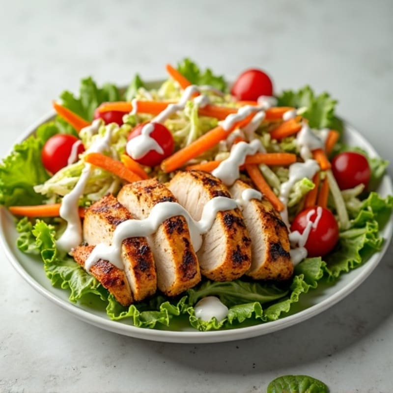 Grilled Chicken Breast with Crunchy Cabbage Slaw and Greek Yogurt Dressing
