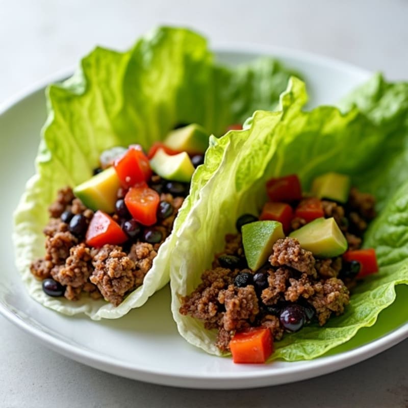 Lean Ground Beef and Black Bean Lettuce Wraps with Salsa