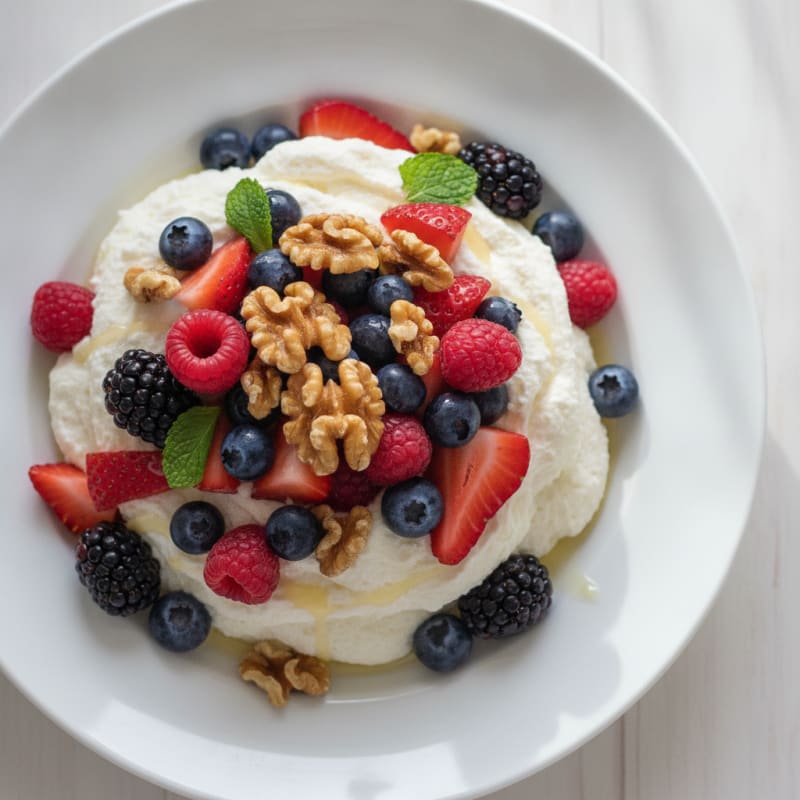 Silky Greek Yogurt Protein Mousse with Mixed Berries