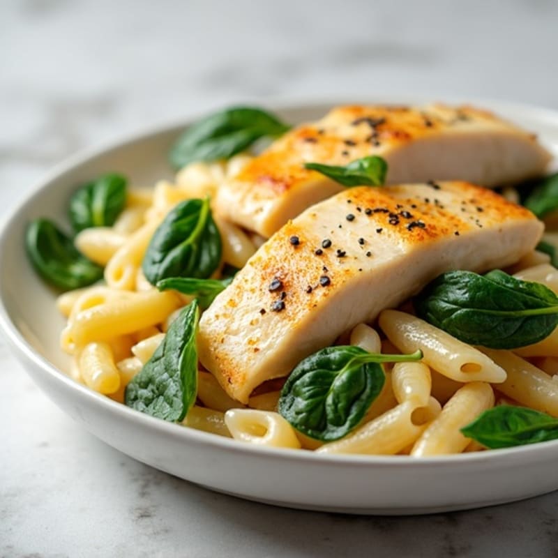 Healthy Creamy Garlic Chicken Pasta