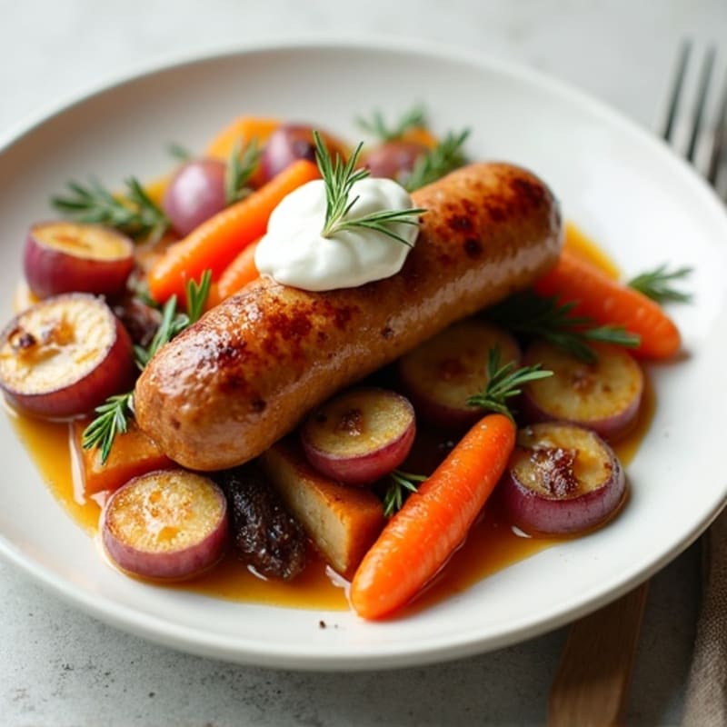 Sweet Apple Chicken Sausage with Roasted Root Vegetables