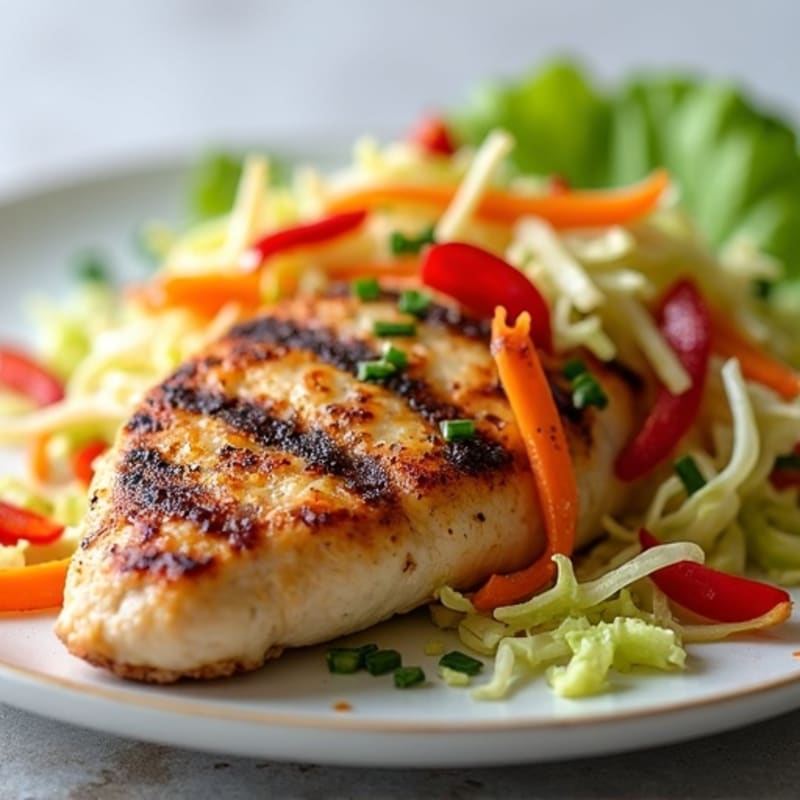 Grilled Chicken Breast with Crunchy Cabbage Slaw
