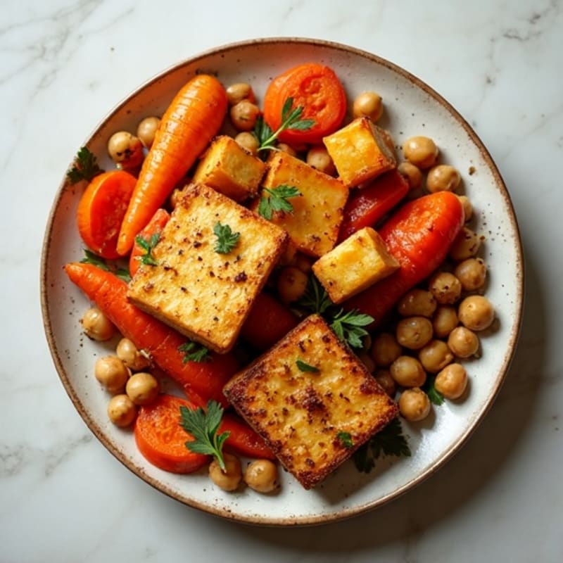 Sheet Pan Roasted Root Vegetables with Crispy Baked Tofu