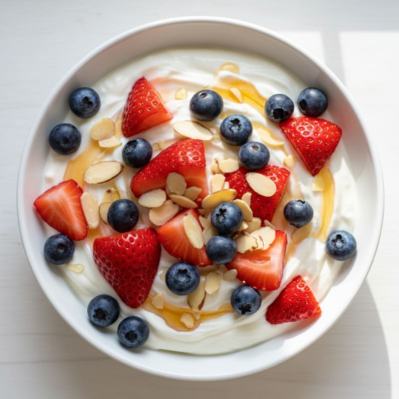 Creamy Greek Yogurt with Fresh Berries and Almonds