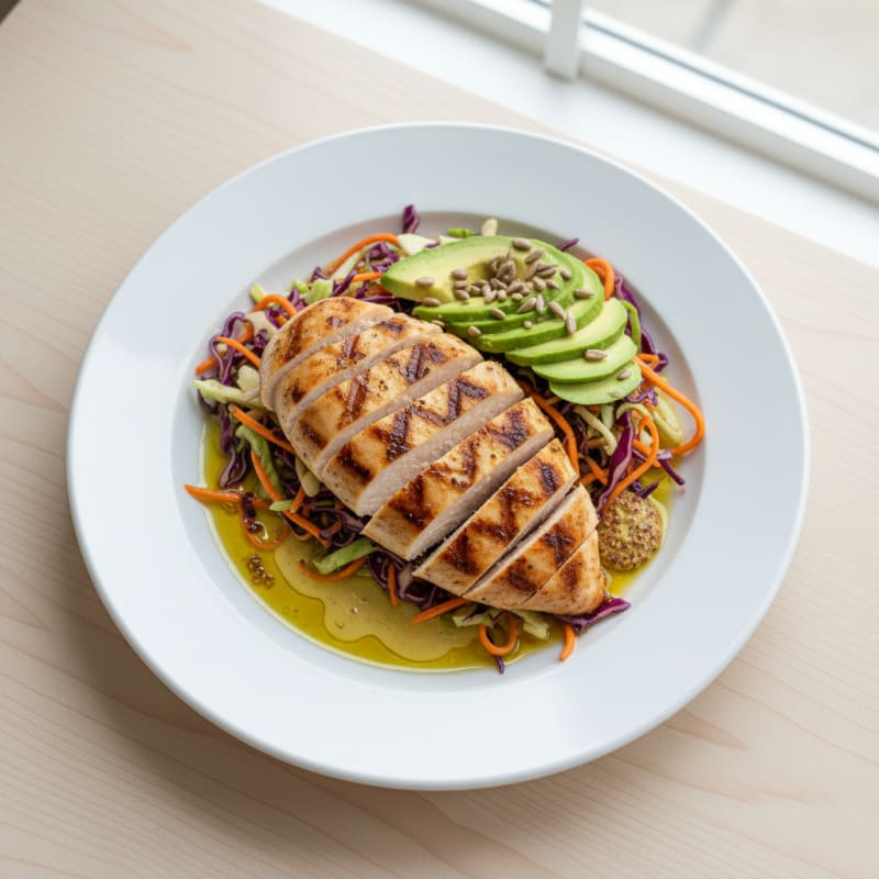 Grilled Chicken Breast with Crunchy Vegetable Slaw