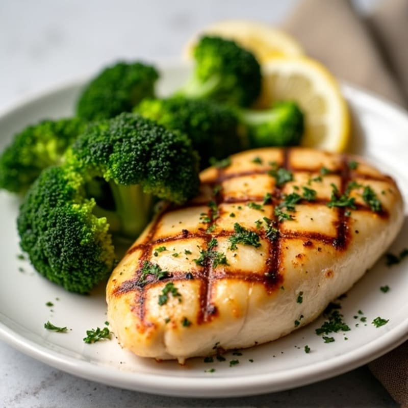 Lemon Herb Grilled Chicken with Crispy Roasted Broccoli