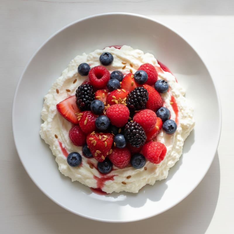 Silky Cottage Cheese Protein Pudding with Mixed Berries