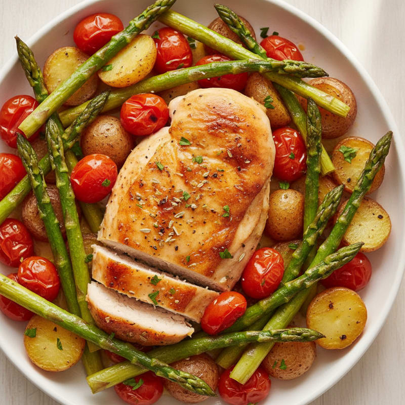 Lemon-Herb Roasted Chicken with Asparagus