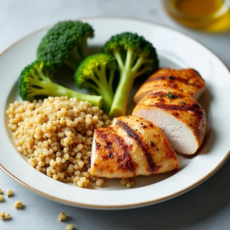 Grilled Turkey Breast with Roasted Broccoli and Quinoa