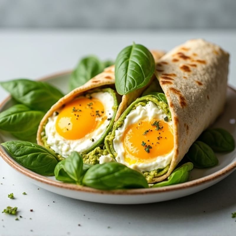 Fresh Egg and Avocado Pesto Wrap with Cottage Cheese