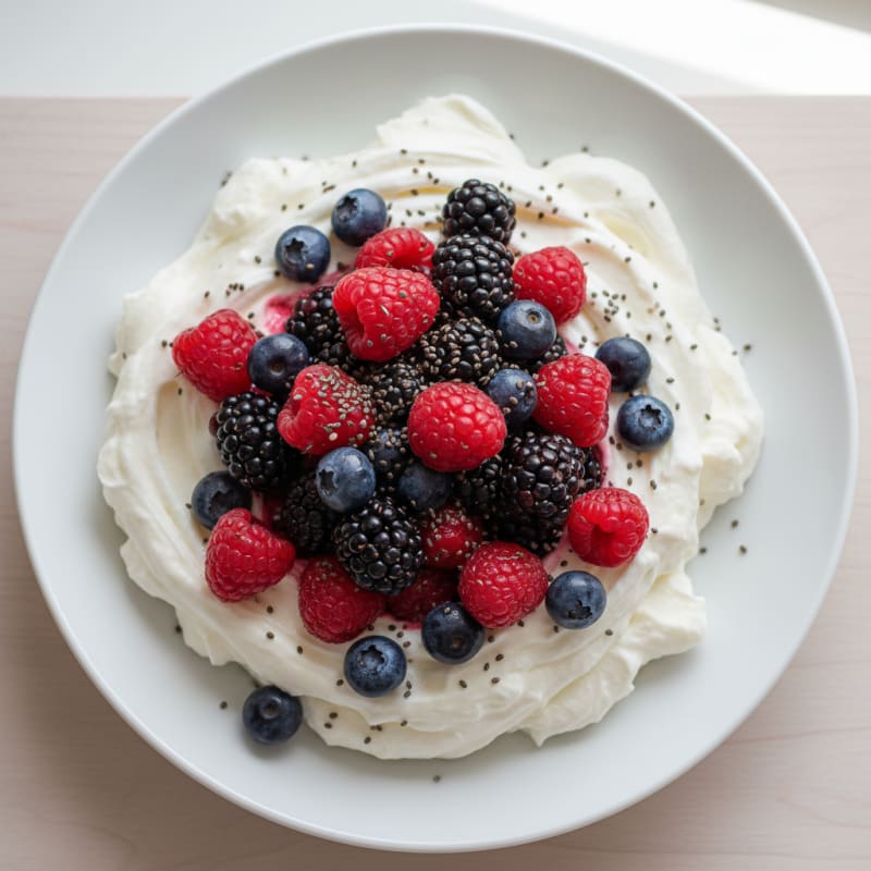 Silky Greek Yogurt with Protein Powder and Mixed Berries