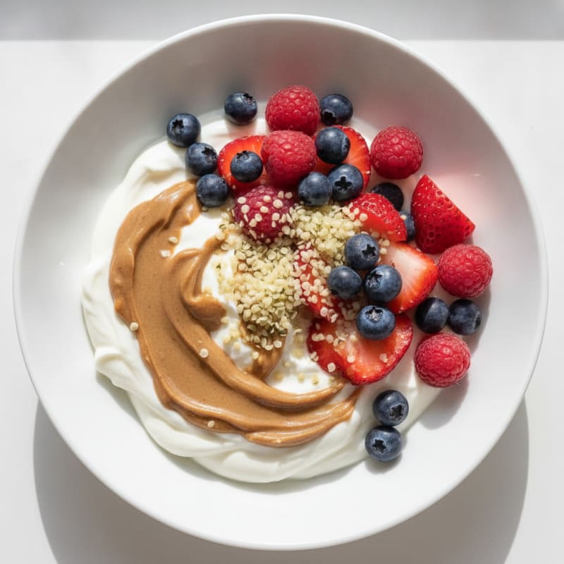 Creamy Greek Yogurt Bowl with Almond Butter and Mixed Berries