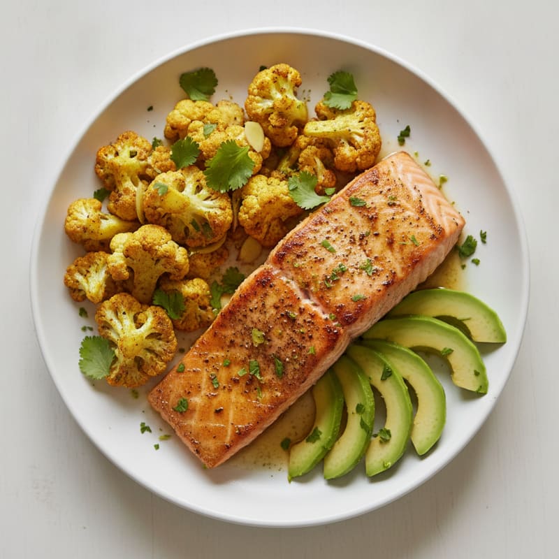 Cilantro-Lime Seared Salmon with Roasted Cauliflower