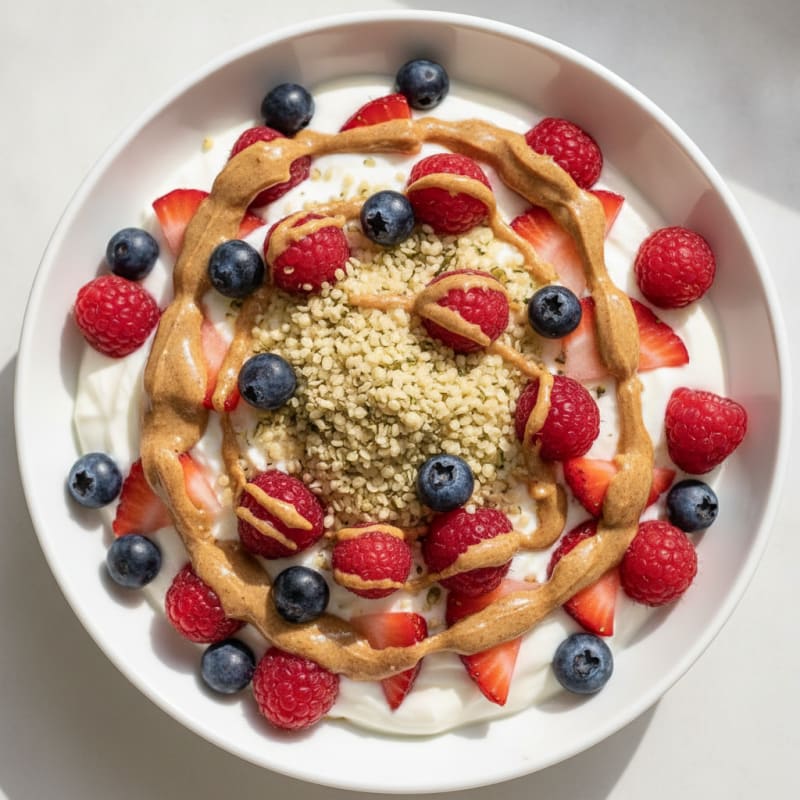 Creamy Greek Yogurt Parfait with Almond Butter and Mixed Berries