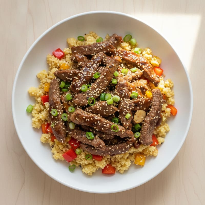 Lean Beef Tenderloin Cauliflower Rice Bowl