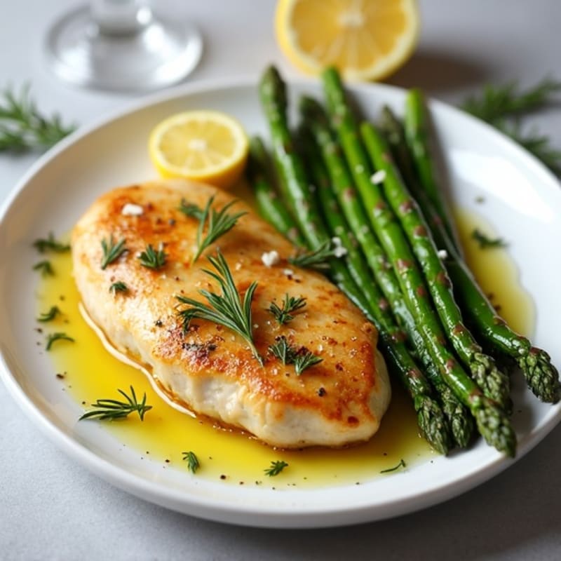 Lemon-Herb Pan-Seared Chicken Breast with Roasted Asparagus