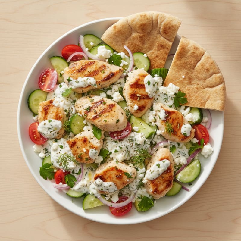 Herby Chicken and Yogurt Salad with Pita