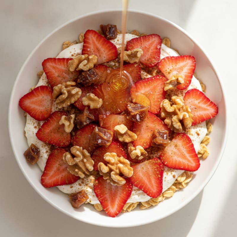 Honey-Kissed Oats with Walnuts and Strawberries