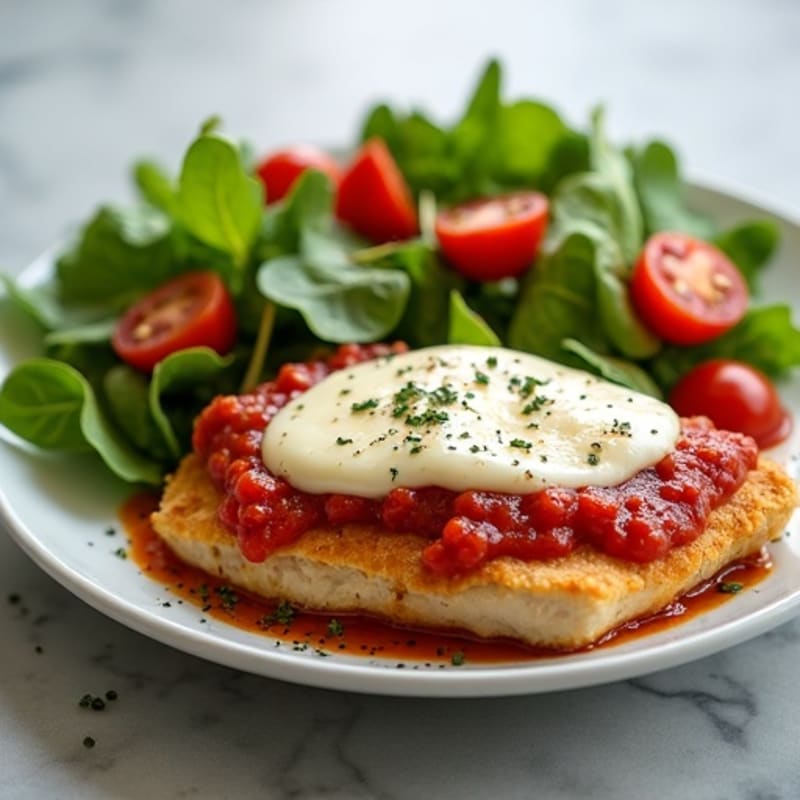 Healthy Baked Chicken Parm with Fresh Green Salad
