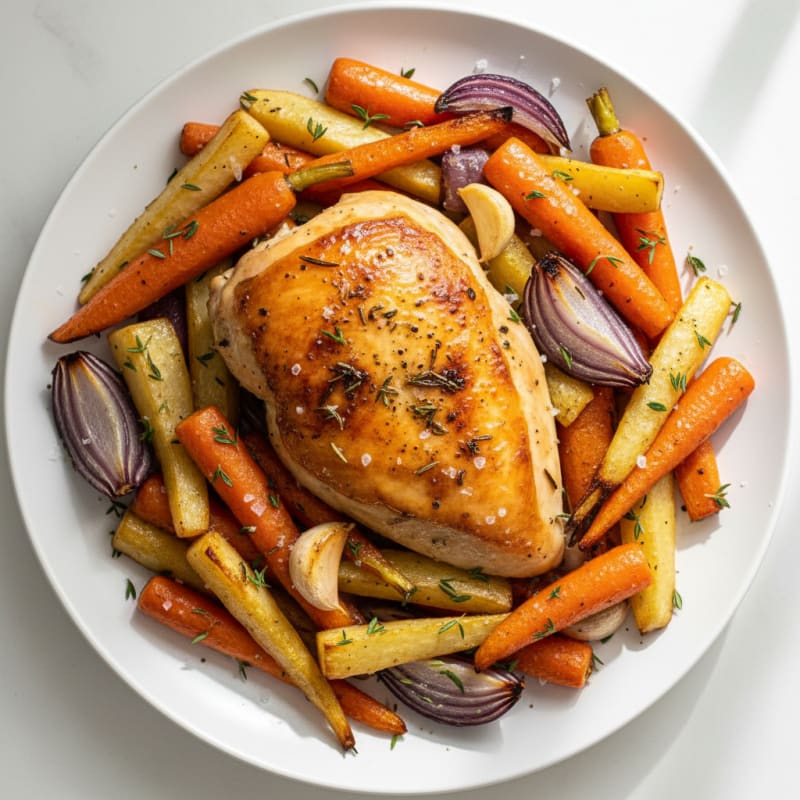 Garlic Herb Roasted Chicken with Root Vegetables
