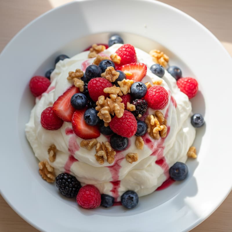 Silky Greek Yogurt Protein Mousse with Mixed Berries